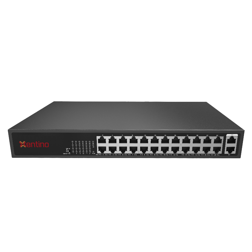 Xentino S2402P 24Port 10/100Mbps POE + 2Port Gigabit (RJ45) Unmanaged Switch (250W).